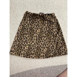 VTG Sense Medium Animal Print Velvet Mini Skirt Brown Black Made in USA Mob Wife